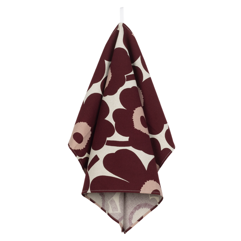 Marimekko Unikko Kitchen Towel, white/burgundy