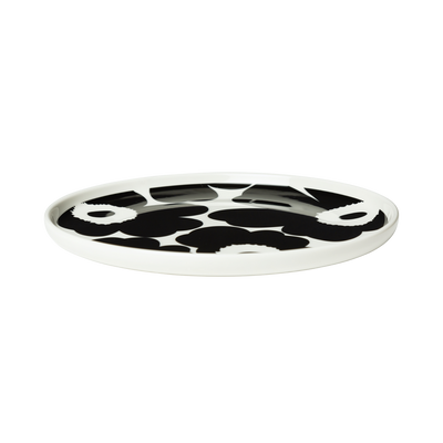 Raised edge of Marimekko Unikko Salad Plate, black/white