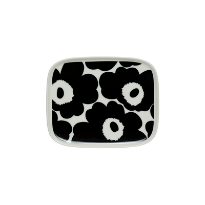 Marimekko Unikko Small Rectangular Plate, white/black