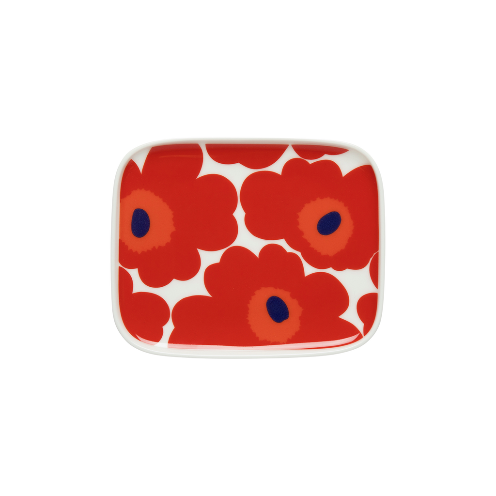 Marimekko Unikko Small Rectangular Plate, white/red – Touch of Finland