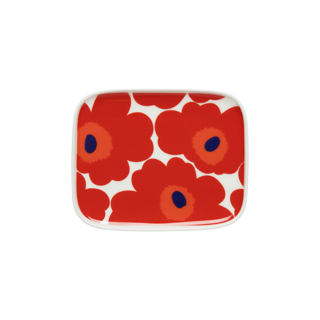 Marimekko Unikko Small Rectangular Plate, white/red – Touch of Finland