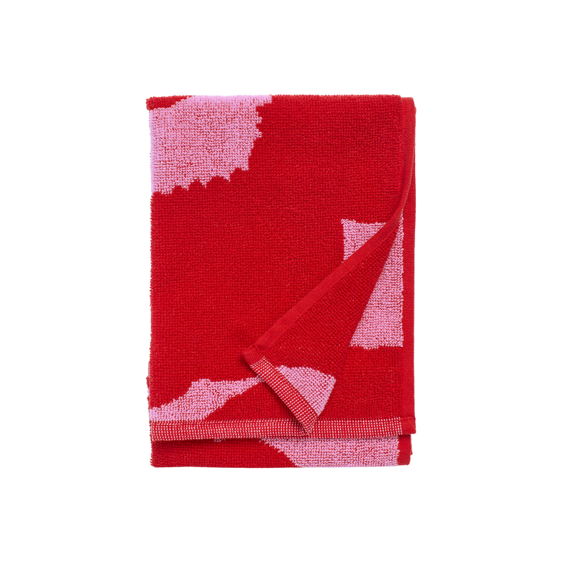 Folded Marimekko Unikko Guest Towel, pink/red