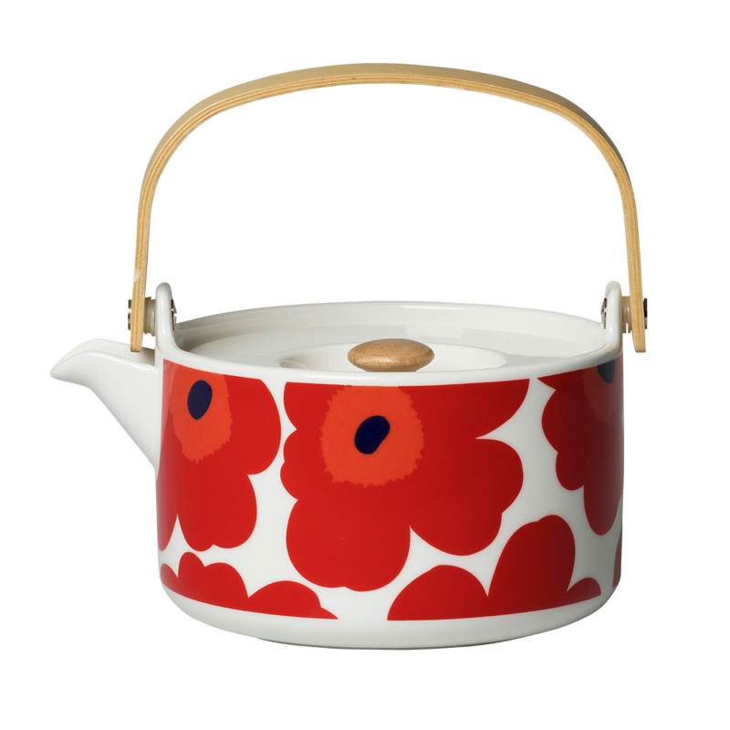 Marimekko Unikko Teapot, white/red
