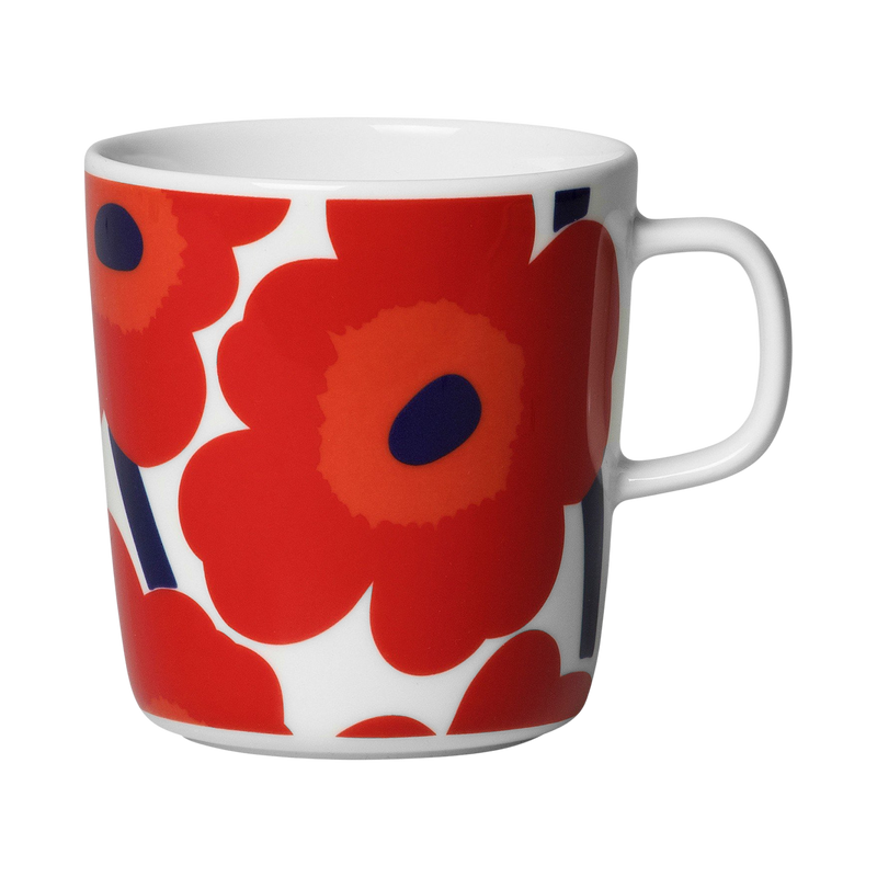 Marimekko Unikko Large Mug, white/red