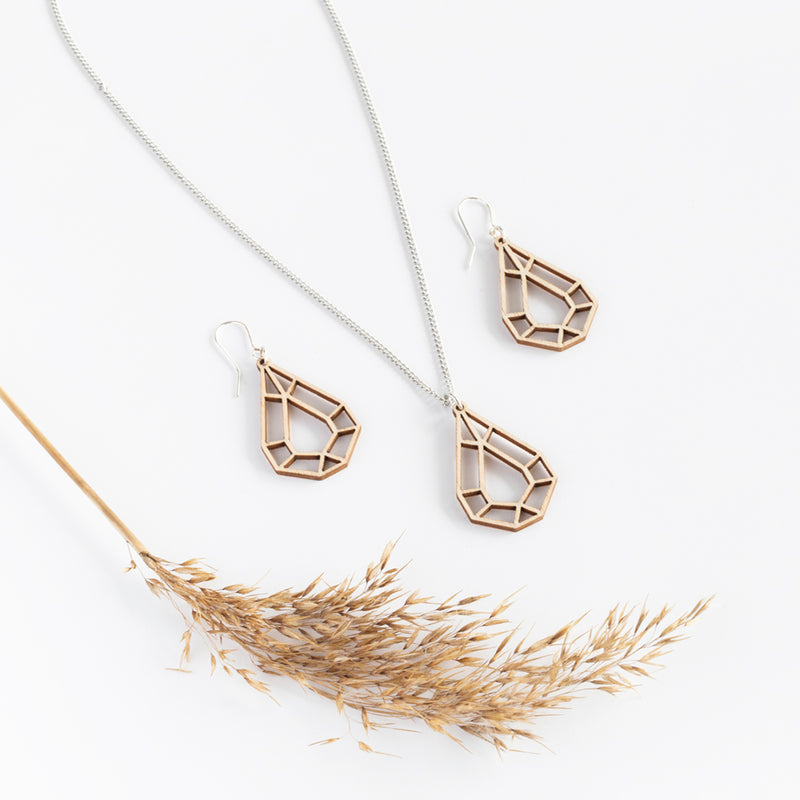 Group of Valona Drop Birch earrings and necklace