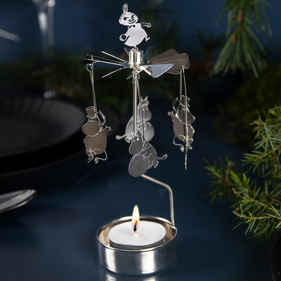Moomin Winter Rotary Candle Holder with rotaries spinning