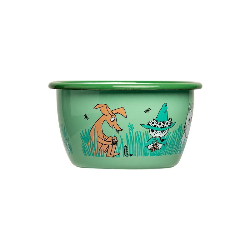 back side of Muurla Moomin Boys Enamel Bowl 10 oz