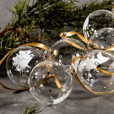 Muurla Moomin glass ball ornaments grouping