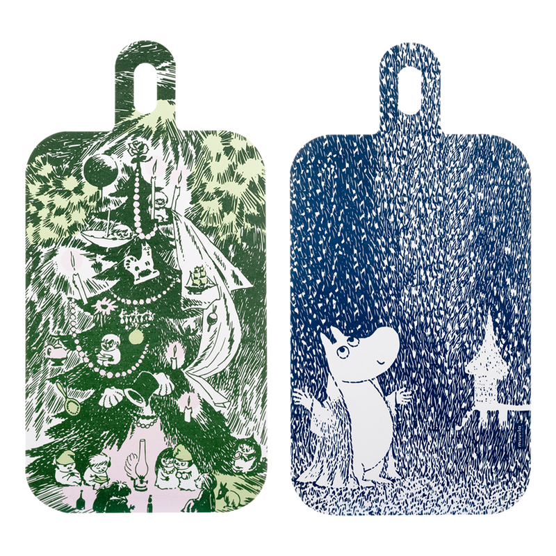 Front and back of Muurla Moomin First Snow Chop & Serve