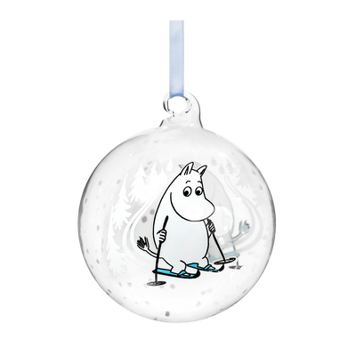 Muurla Moomin Ski Trip Glass Ball Ornament