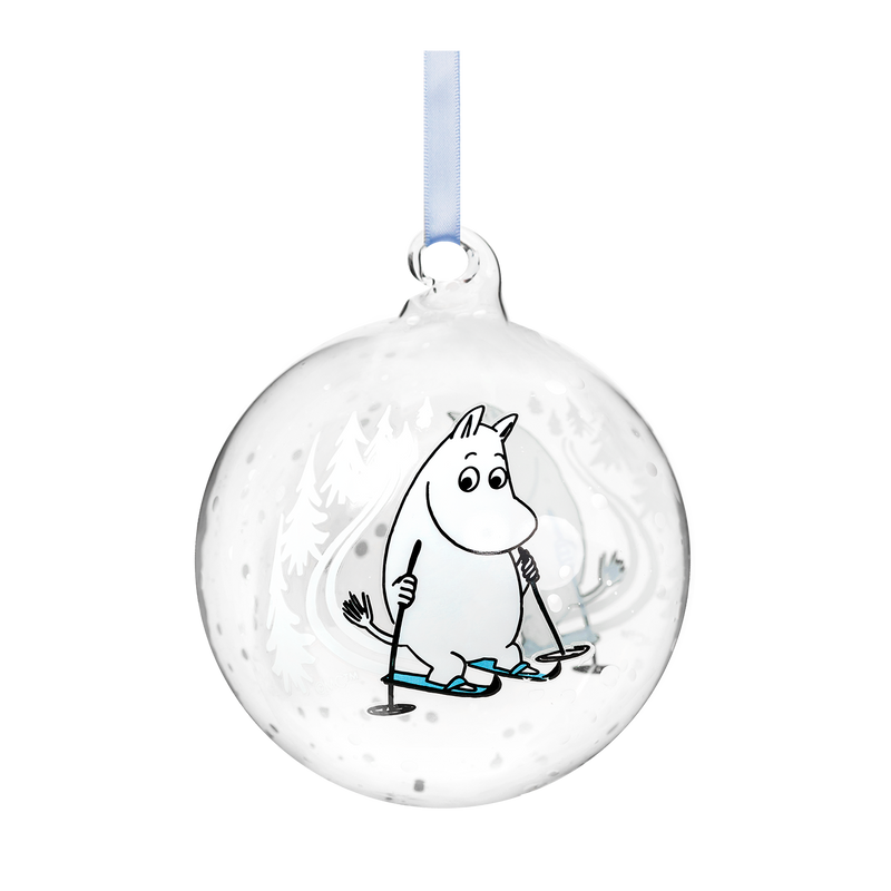 Muurla Moomin Ski Trip Glass Ball Ornament