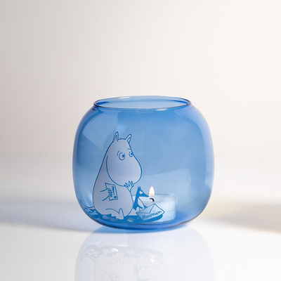 Lit tealight in Muurla Moomintroll Tealight Holder