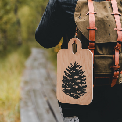 Hiking with Muurla Pine Cone/Birch Leaf Chop & Serve Board