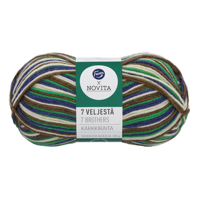 Novita 7 Brothers Karkkiraita Wool Yarn, Vihreita Kuulia