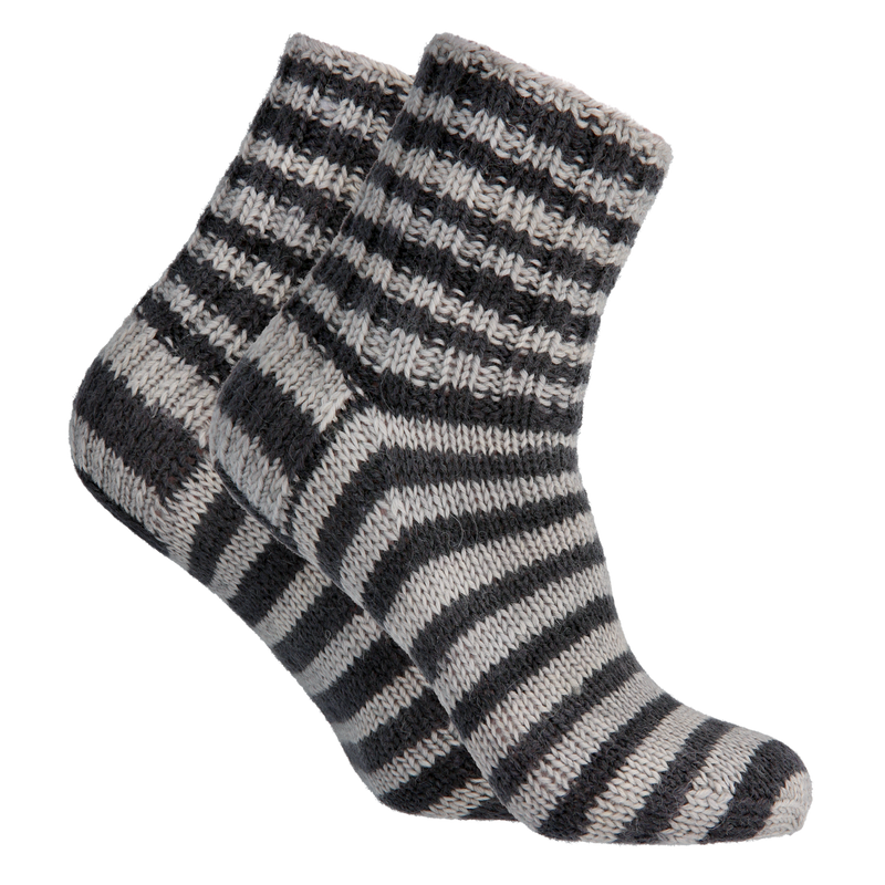 Pair of knitted socks made from Novita 7 Brothers Raita Wool Yarn, Ash