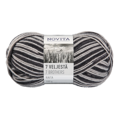 Novita 7 Brothers Raita Wool Yarn, Ash