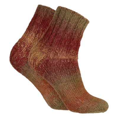 Pair of knitted socks made from Novita Runo Wool Yarn, Fall Colours