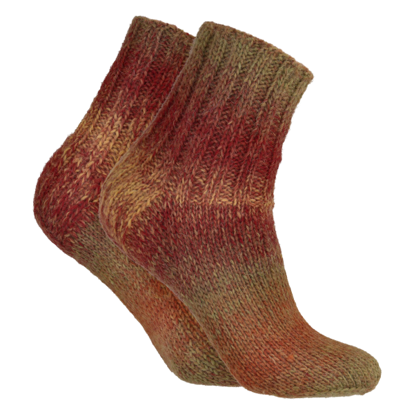 Pair of knitted socks made from Novita Runo Wool Yarn, Fall Colours