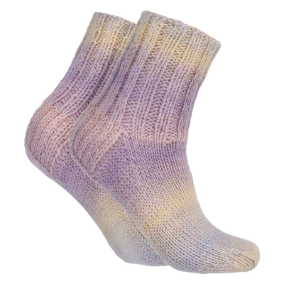 Pair of knitted socks made from Novita Runo Wool Yarn, Play