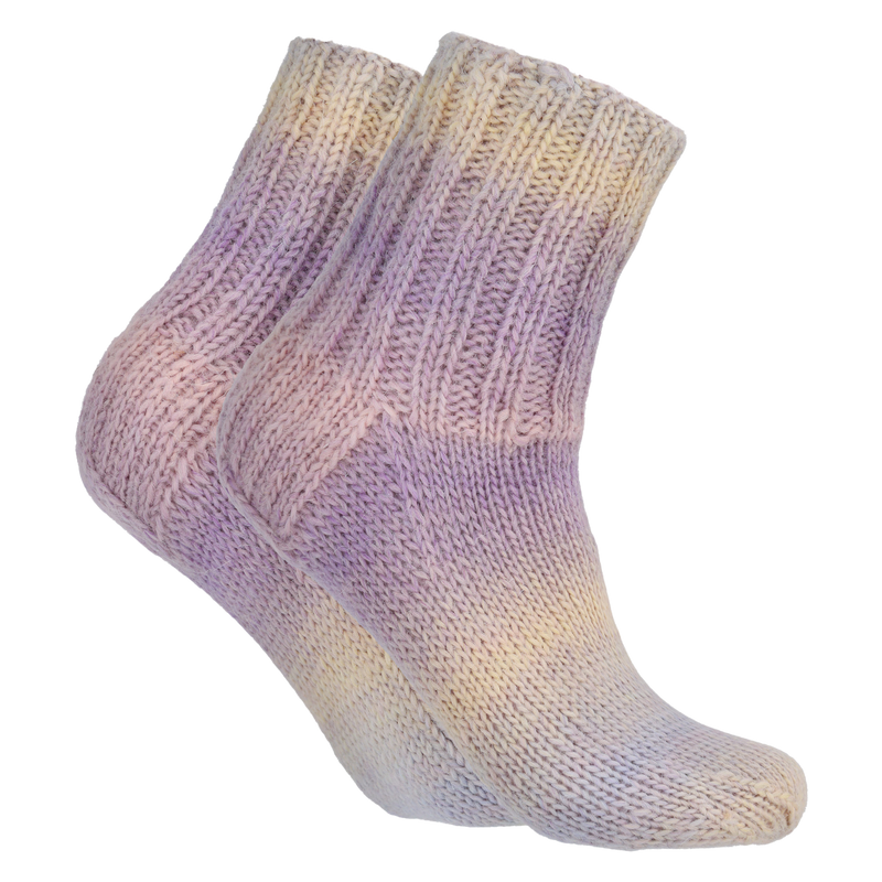 Pair of knitted socks made from Novita Runo Wool Yarn, Play