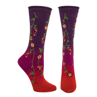 Ozone Tibetan Flowers Socks, Fuschia