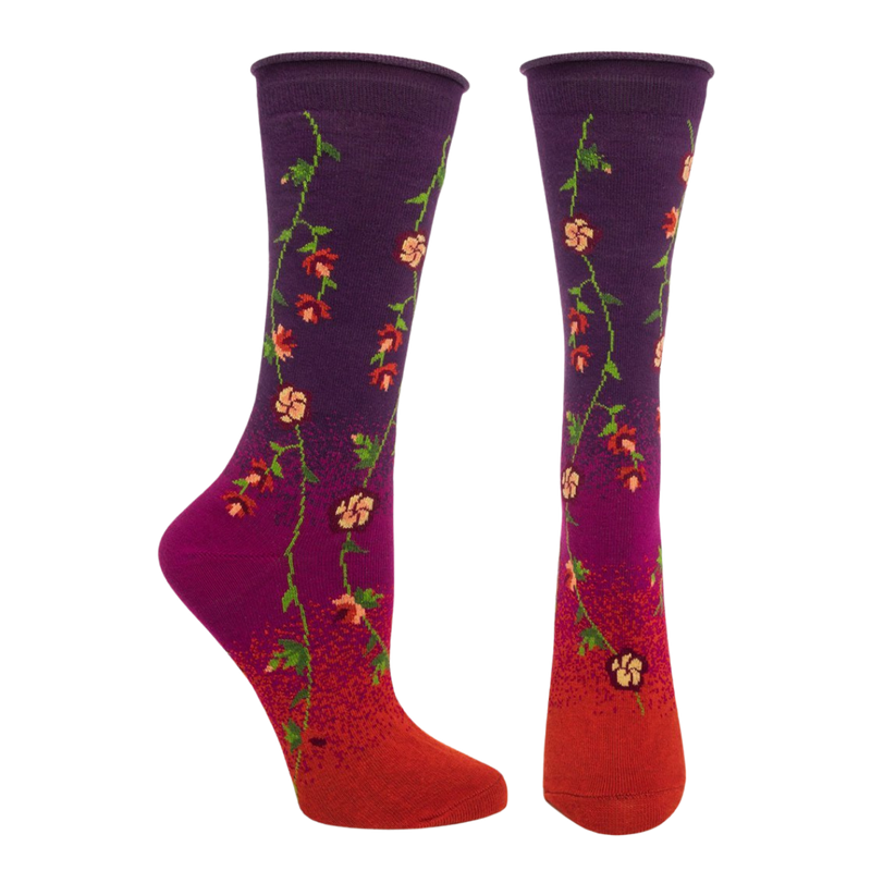 Ozone Tibetan Flowers Socks, Fuschia