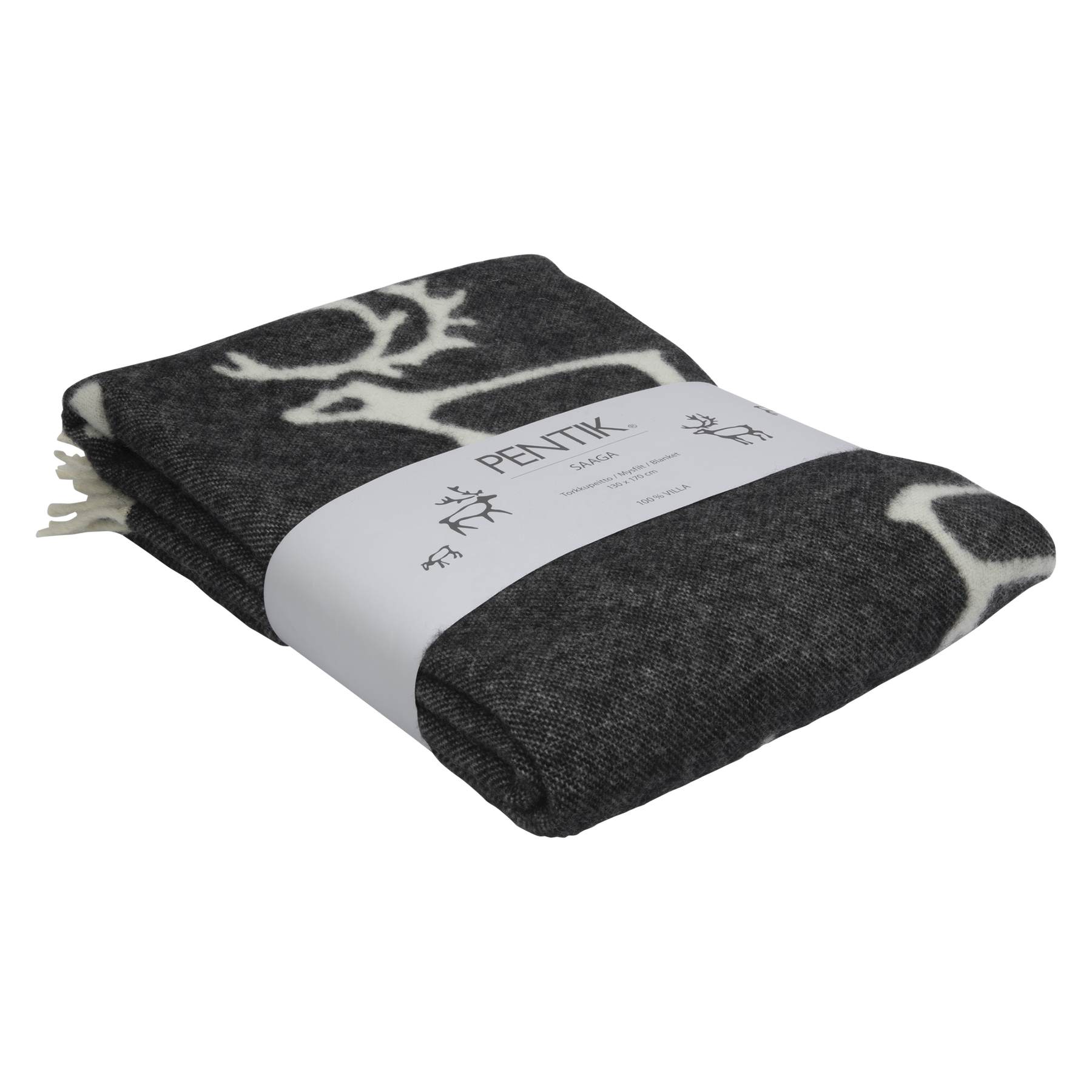 Pentik Saaga Wool Blanket, black Touch of Finland