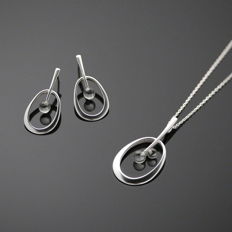 Chao & Eero Raindrop Pendant Necklace and earrings