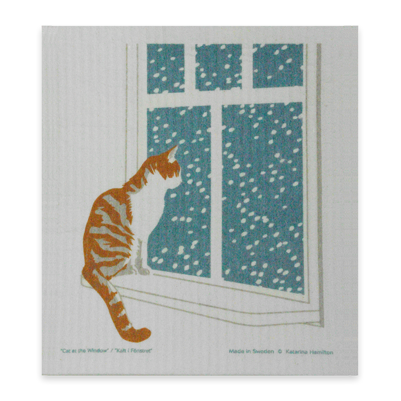 Swedish Dishcloth - Cat at the Window