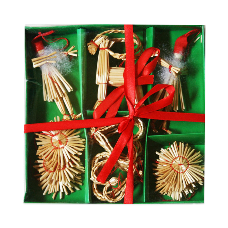 Straw Ornament Assortment Boxed Set (21 pc)