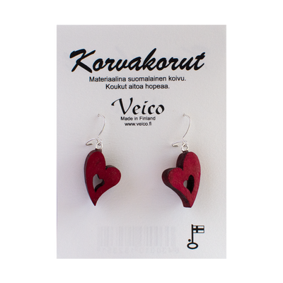 Veico Red Birch Heart Earrings