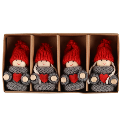 Winteria Decorative Heart Gnome Ornament Boxed Set (4pc)