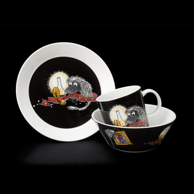Arabia Moomin Ancestor dinnerware collection includes plate, bowl and mug