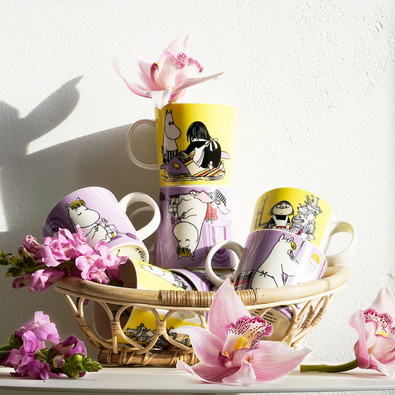 gift basket full of Arabia Moomin Mugs