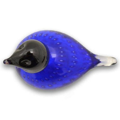 top view of Bianco Blu Finnish Glass Bird, Blue Nightingale