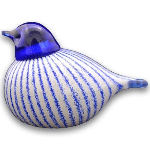 Bianco Blu Finnish Glass Bird, Finnish Stripes