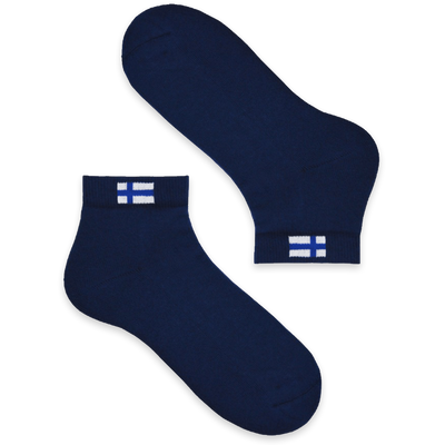 Cushioned Low-Cut Finland Flag Socks, Blue