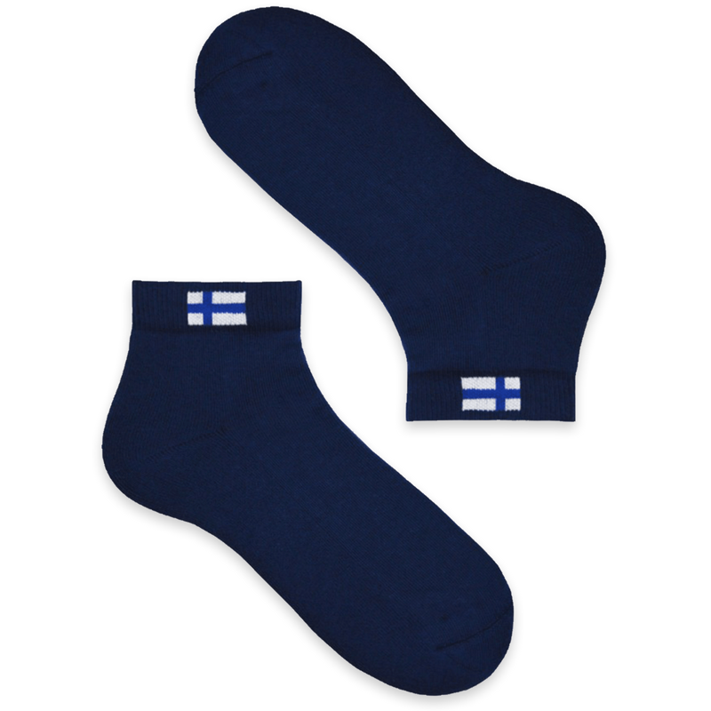 Cushioned Low-Cut Finland Flag Socks, Blue