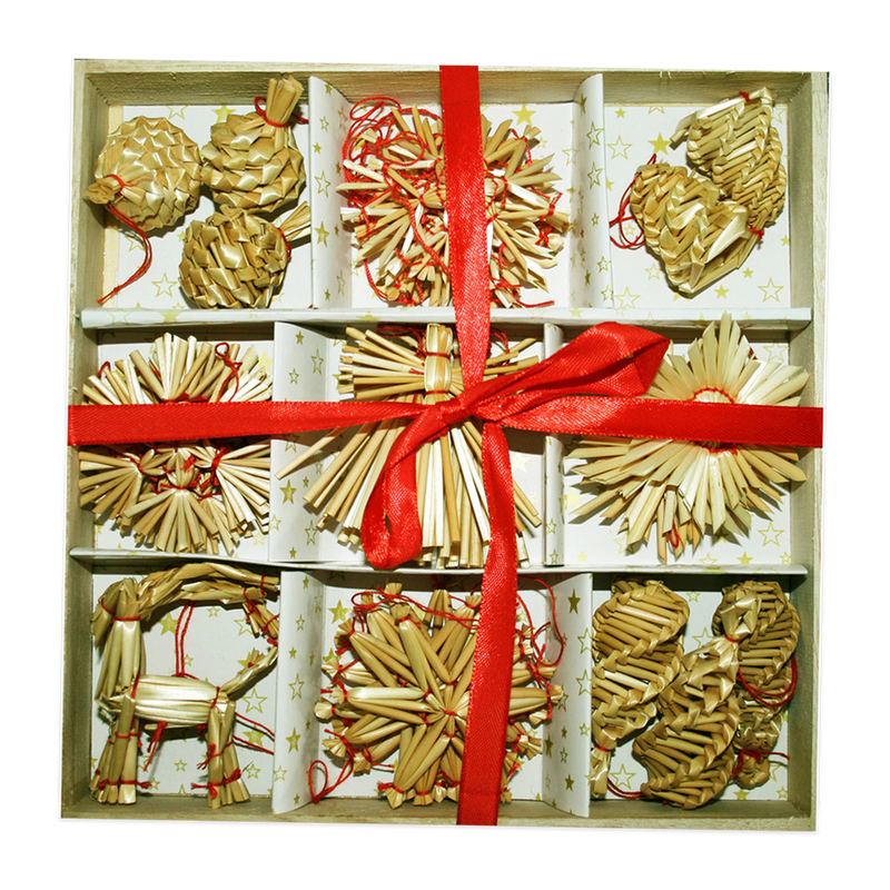 Straw Ornament Assortment Boxed Set (34 pc)