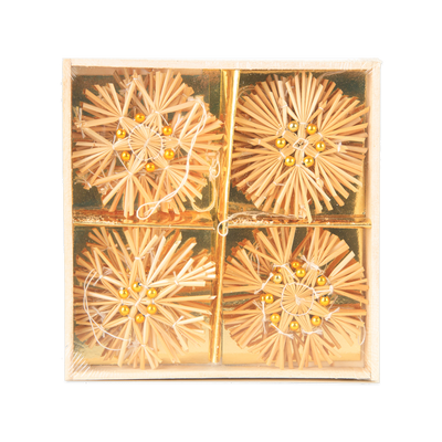Straw Snowflake Ornaments Boxed Set (9 pc)