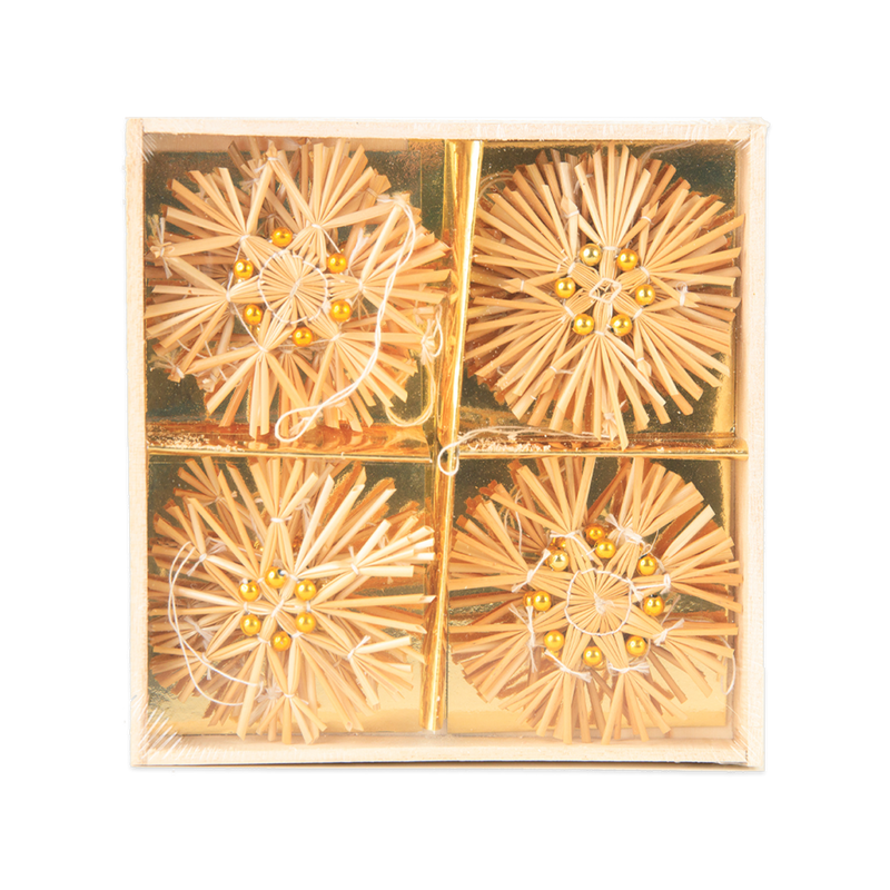 Straw Snowflake Ornaments Boxed Set (9 pc)