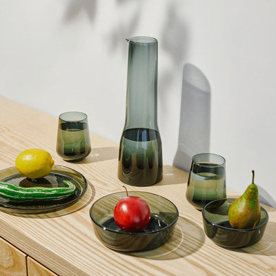 iittala Essence Dark Grey Glassware collection on wooden table