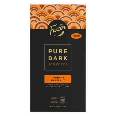 Fazer Pure Dark Crunchy Hazelnut Chocolate Bar