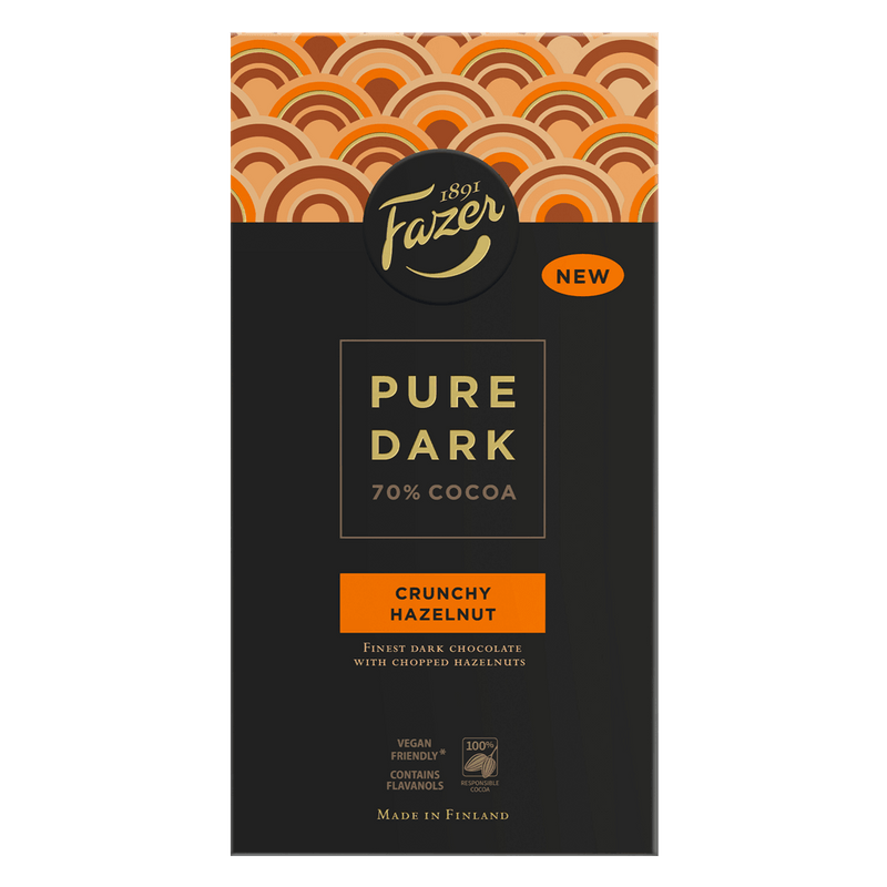 Fazer Pure Dark Crunchy Hazelnut Chocolate Bar