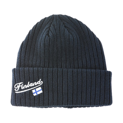 Ribbed Knit Finland Flag Hat