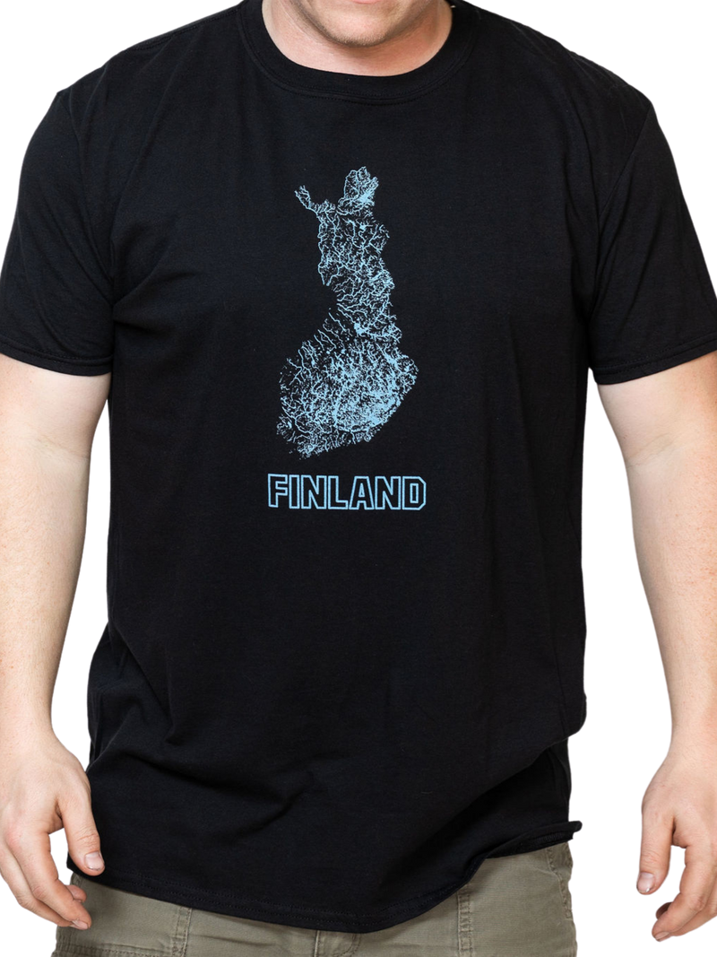 person wearing black Finland Water T-Shirt