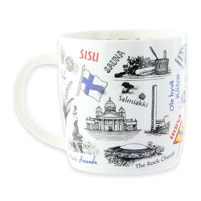 back side of Finland Symbols Mug