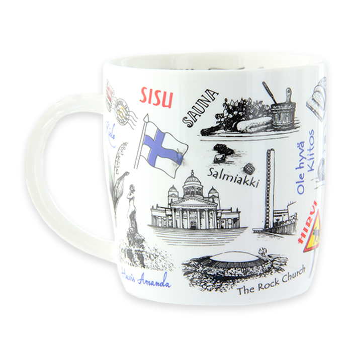 back side of Finland Symbols Mug