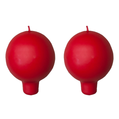 Finnish Footed Ball Candle Red (Set of 2)