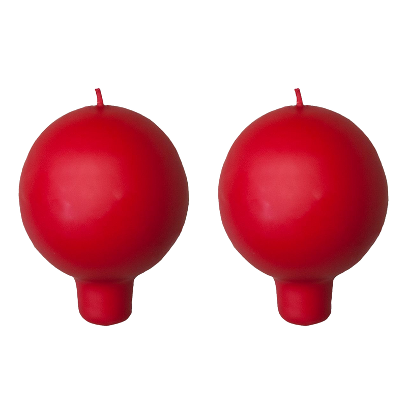 Finnish Footed Ball Candle Red (Set of 2)